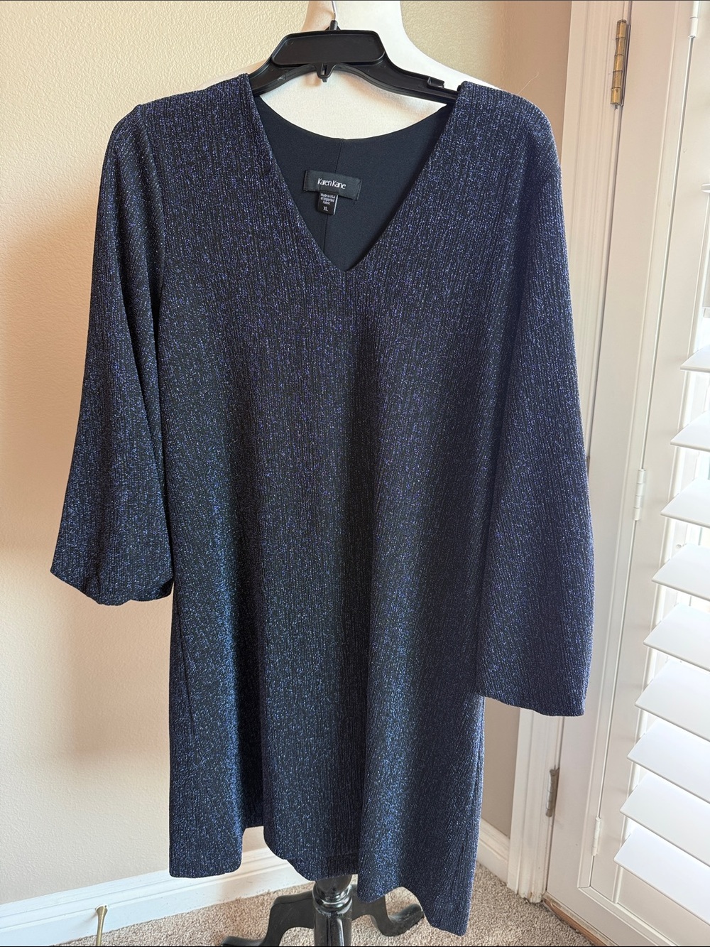 Karen Kane Navy Metallic V-Neck Tunic